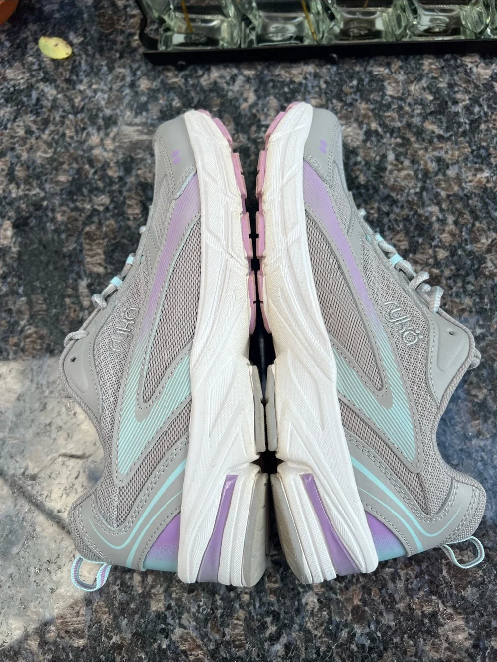 Ryka Impress Women's Athletic Sneakers in Taupe with Mint Accents